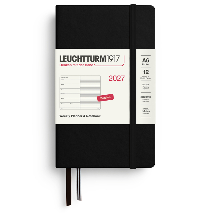 Kalenteri Weekly Planner & Notebook 2027 A6 Black ryhmässä Paperit ja Lehtiöt / Kalenterit / 12 kk kalenterit @ Pen Store (137505)