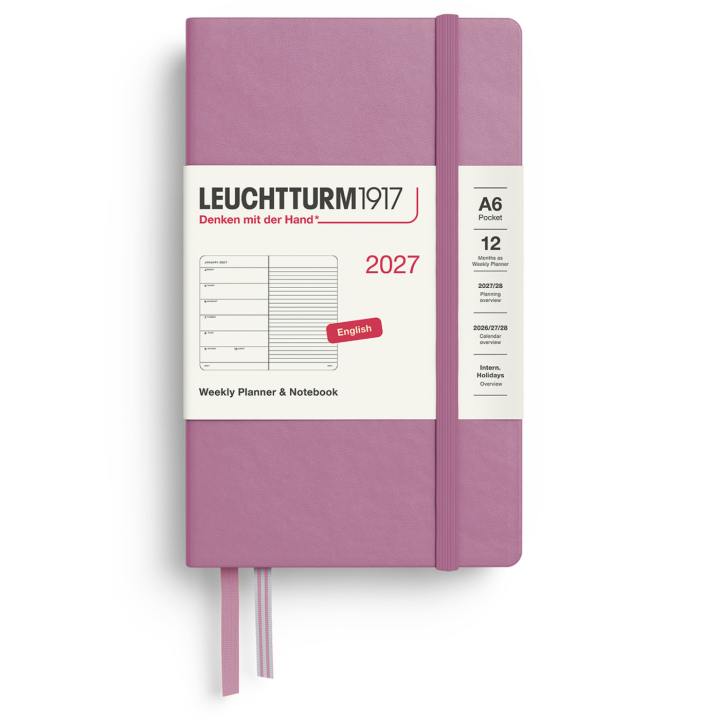 Kalenteri Weekly Planner & Notebook 2027 A6 Dusty Rose ryhmässä Paperit ja Lehtiöt / Kalenterit / 12 kk kalenterit @ Pen Store (137506)