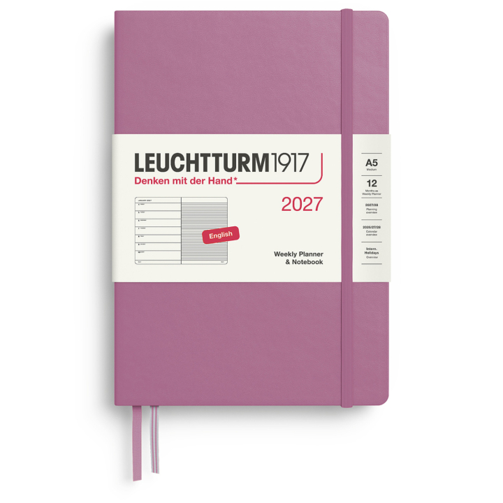 Kalenteri Weekly Planner & Notebook 2026 A5 Dusty Rose ryhmässä Paperit ja Lehtiöt / Kalenterit / 12 kk kalenterit @ Pen Store (137514)