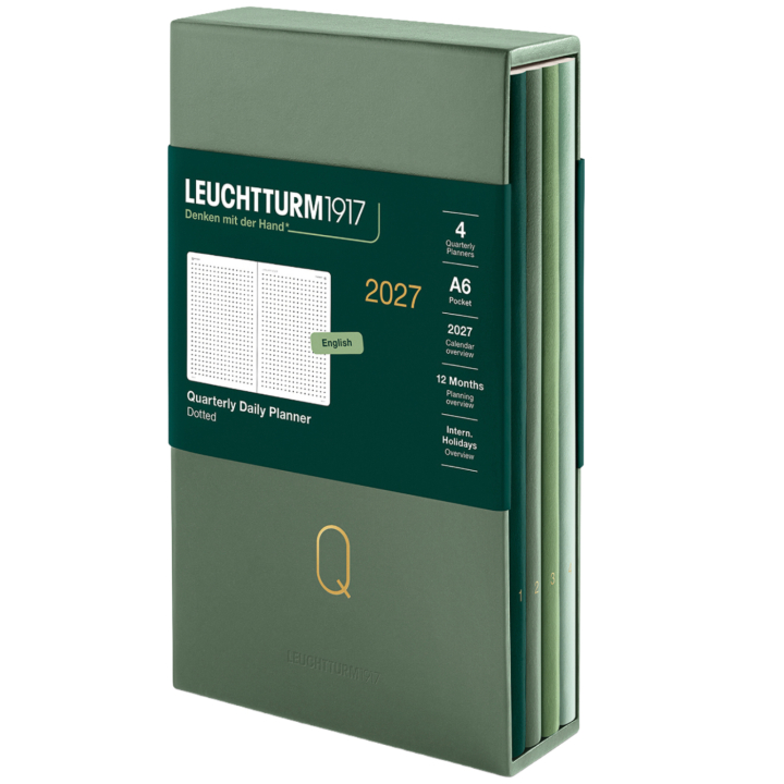 Kalenteri Quarterly Planner 2027 Shades of Green ryhmässä Paperit ja Lehtiöt / Kalenterit / 12 kk kalenterit @ Pen Store (137525)