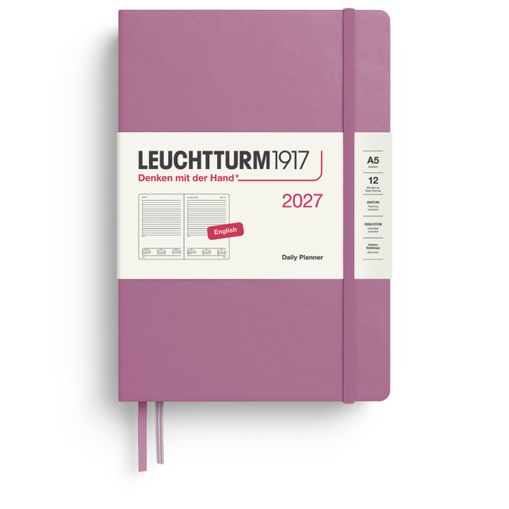 Kalenteri Daily Planner 2027 A5 Dusty Rose ryhmässä Paperit ja Lehtiöt / Kalenterit / 12 kk kalenterit @ Pen Store (137527)