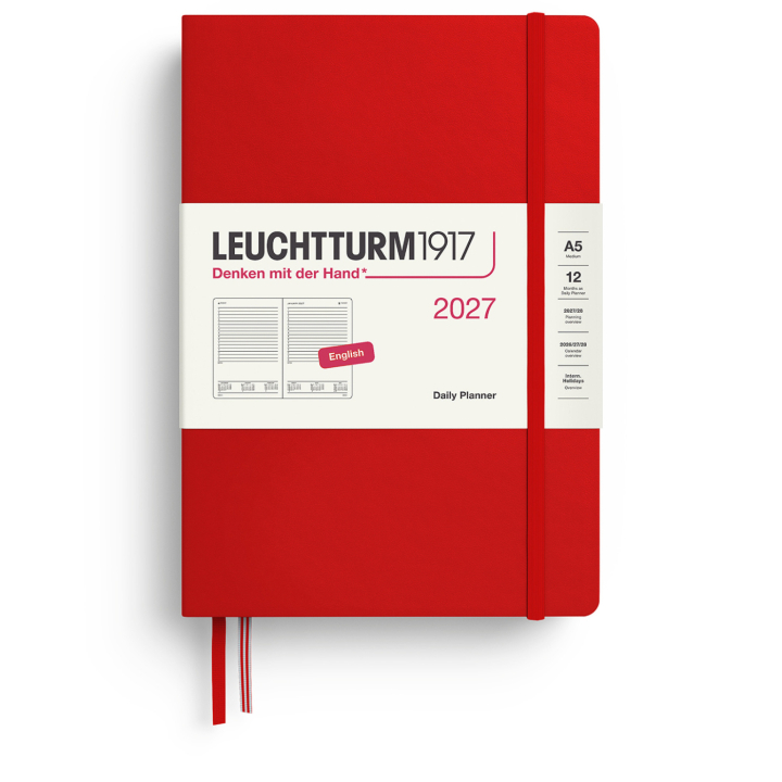 Kalenteri Daily Planner 2027 A5 Cherry ryhmässä Paperit ja Lehtiöt / Kalenterit / 12 kk kalenterit @ Pen Store (137528)