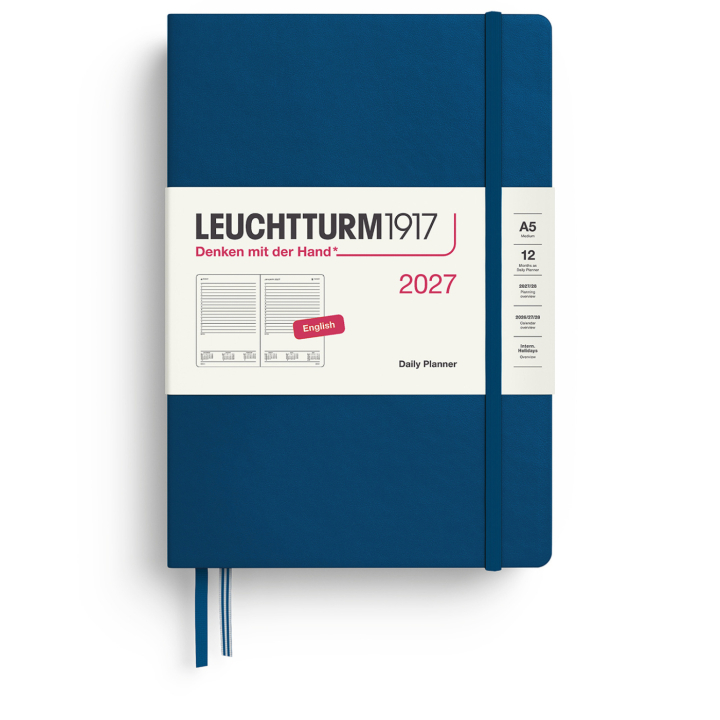 Kalenteri Daily Planner 2027 A5 Indigo ryhmässä Paperit ja Lehtiöt / Kalenterit / 12 kk kalenterit @ Pen Store (137532)