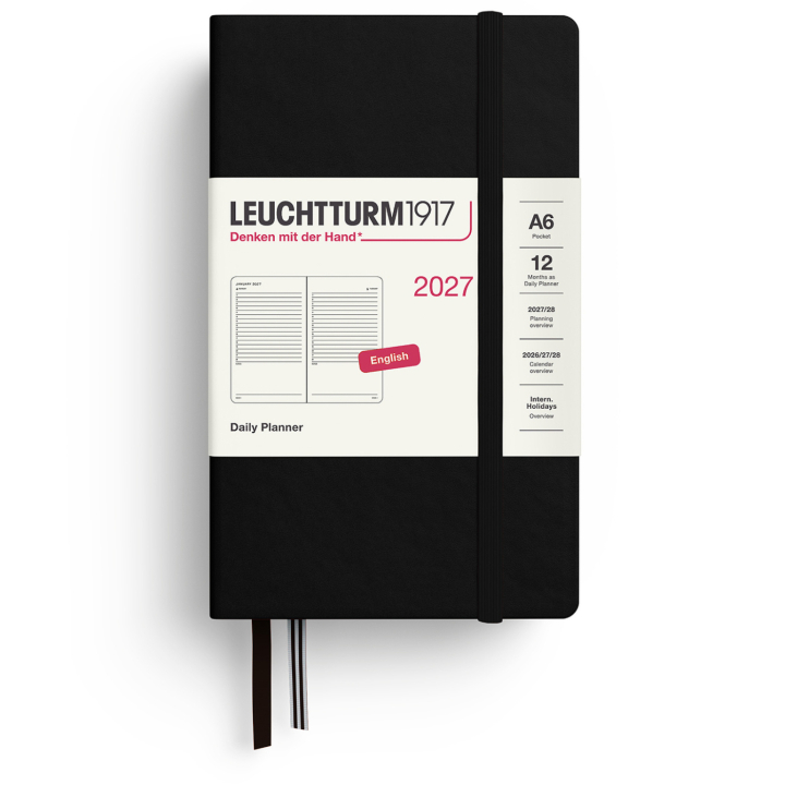 Kalenteri Daily Planner 2027 A6 Black ryhmässä Paperit ja Lehtiöt / Kalenterit / 12 kk kalenterit @ Pen Store (137533)