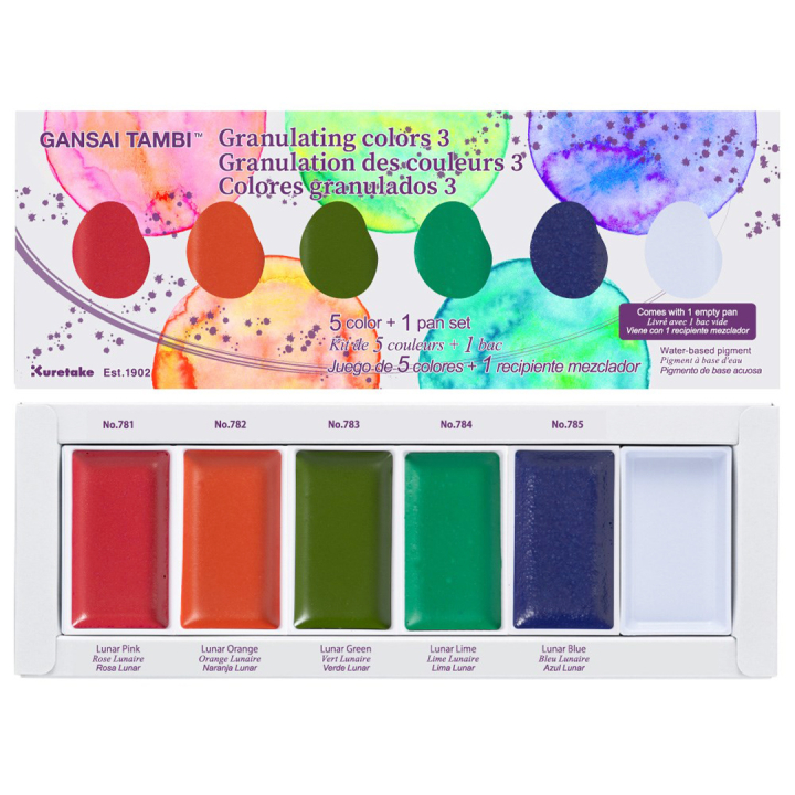 Gansai Tambi Akvarelli 5-setti Granulating Colors 3 ryhmässä Taiteilijatarvikkeet / Taiteilijavärit / Akvarellivärit / Akvarellinapit @ Pen Store (137569)