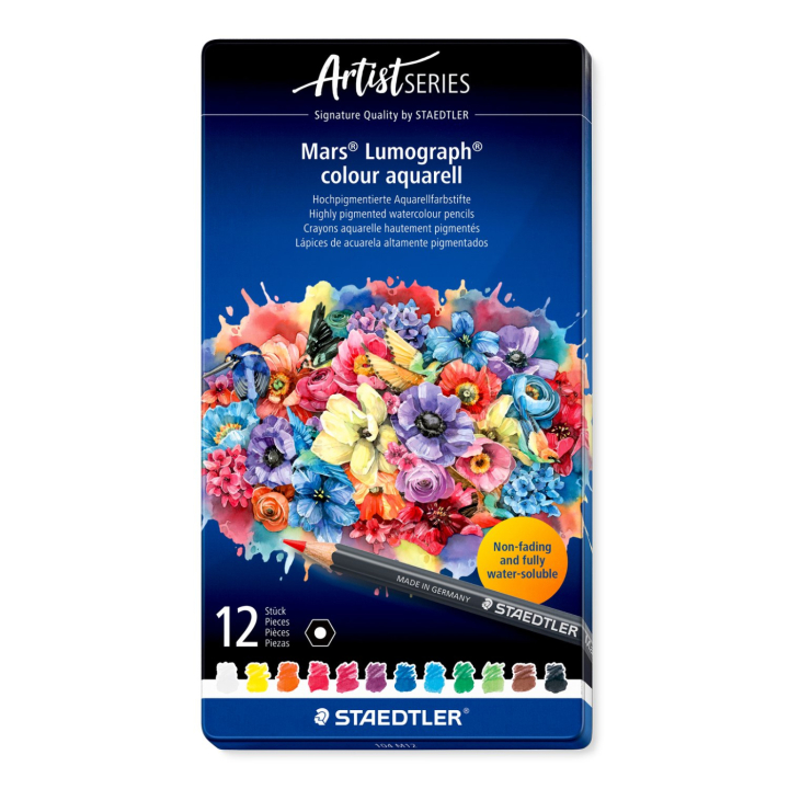 Vesivärikynät Mars Lumograph 12-setti ryhmässä Kynät / Taiteilijakynät / Akvarellikynät @ Pen Store (137603)