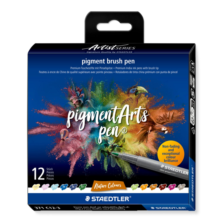 Pigment Arts Brush Pen 12-setti Nature ryhmässä Kynät / Taiteilijakynät / Sivellinkynät @ Pen Store (137622)