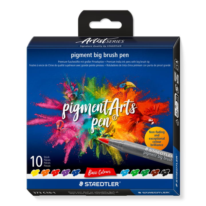 Pigment Arts Big Brush Pen 10-setti Basic ryhmässä Kynät / Taiteilijakynät / Sivellinkynät @ Pen Store (137627)