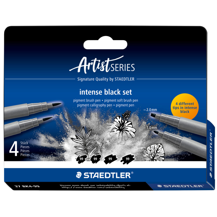 Pigment Arts Intense Black 4-setti ryhmässä Kynät / Taiteilijakynät / Tussit @ Pen Store (137634)