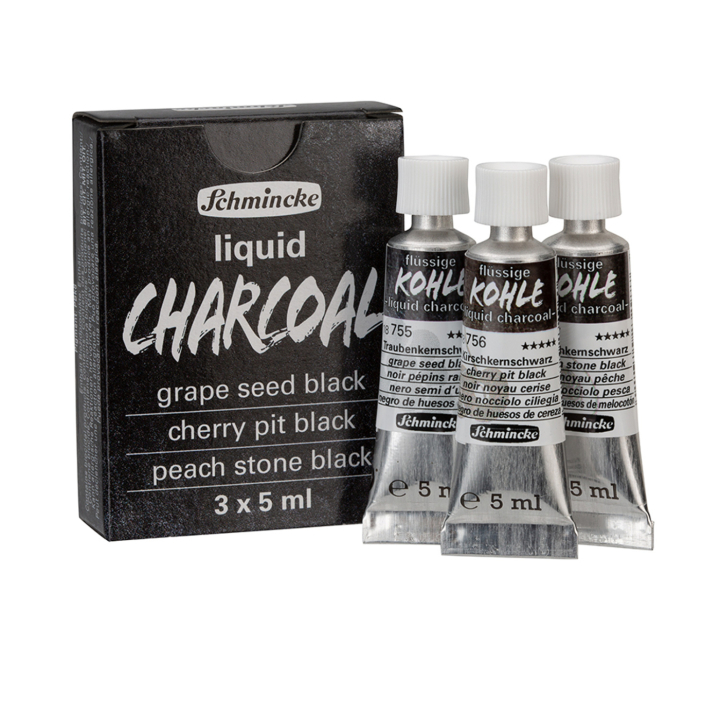 Liqiud Charcoal 3-setti ryhmässä Taiteilijatarvikkeet / Liidut ja lyijyt / Hiilikynät ja hiilet @ Pen Store (137810)