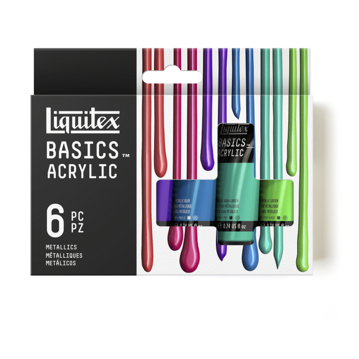 Akryyliväri Basics Metallic Set 6x22 ml ryhmässä Taiteilijatarvikkeet / Taiteilijavärit / Akryylivärit @ Pen Store (137836)