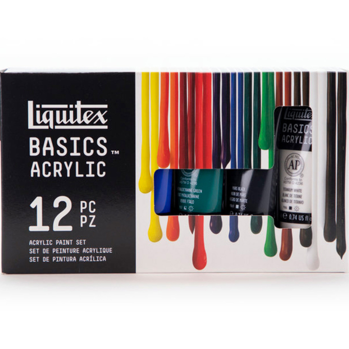 Akryyliväri Basics Set 12x22 ml ryhmässä Taiteilijatarvikkeet / Taiteilijavärit / Akryylivärit @ Pen Store (137850)