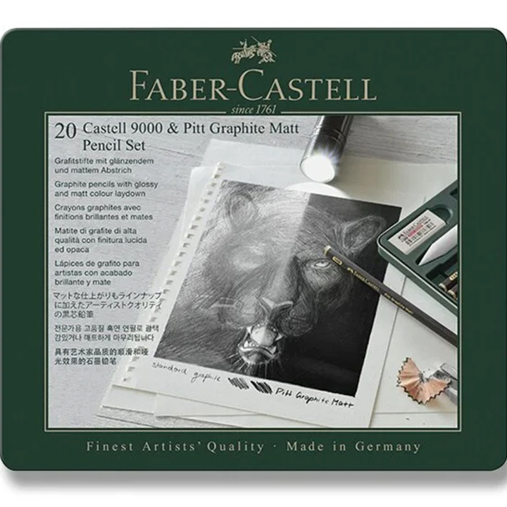 Grafiittikynäsetti Pitt Graphite Matt + Castell 9000 20-osainen ryhmässä Taiteilijatarvikkeet / Liidut ja lyijyt / Grafiitti ja lyijyt @ Pen Store (138032)