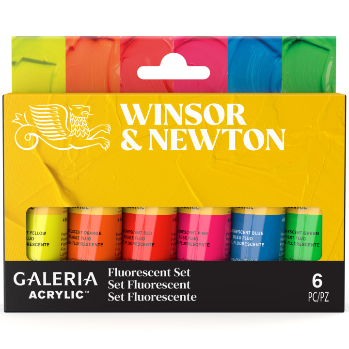 Galeria Akryylimaali 6x20ml Fluo set ryhmässä Taiteilijatarvikkeet / Taiteilijavärit / Akryylivärit @ Pen Store (138042)