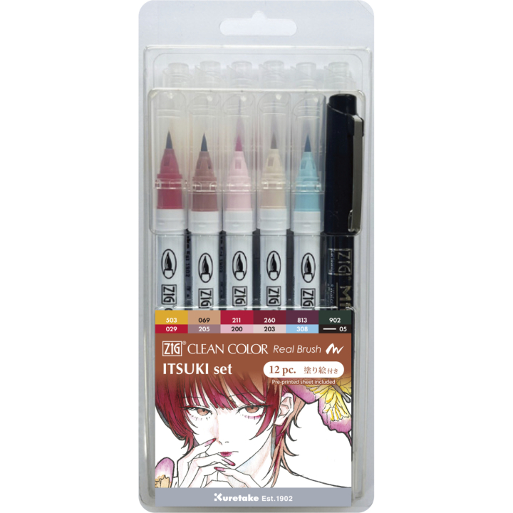 Clean Color Real Brush 12-setti Itsuki colors ryhmässä Kynät / Taiteilijakynät / Sivellinkynät @ Pen Store (138138)