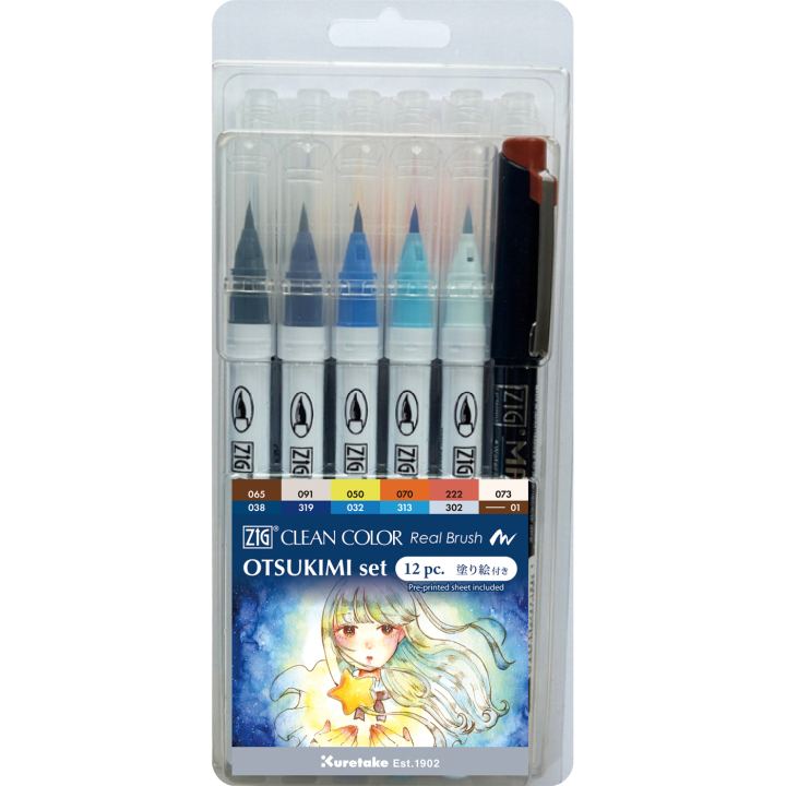 Clean Color Real Brush 12-setti Otsukimi Colors ryhmässä Kynät / Taiteilijakynät / Sivellinkynät @ Pen Store (138139)