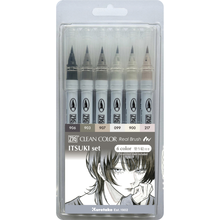 Clean Color Real Brush 6-setti Itsuki colors ryhmässä Kynät / Taiteilijakynät / Sivellinkynät @ Pen Store (138140)