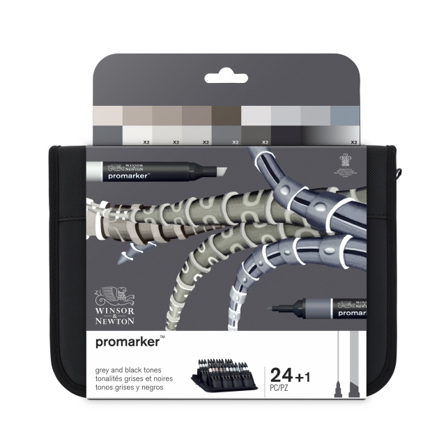 ProMarker Black & Greys Wallet 24-setti