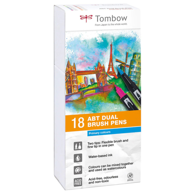 ABT Dual Brush Pen 18-setti Primary
