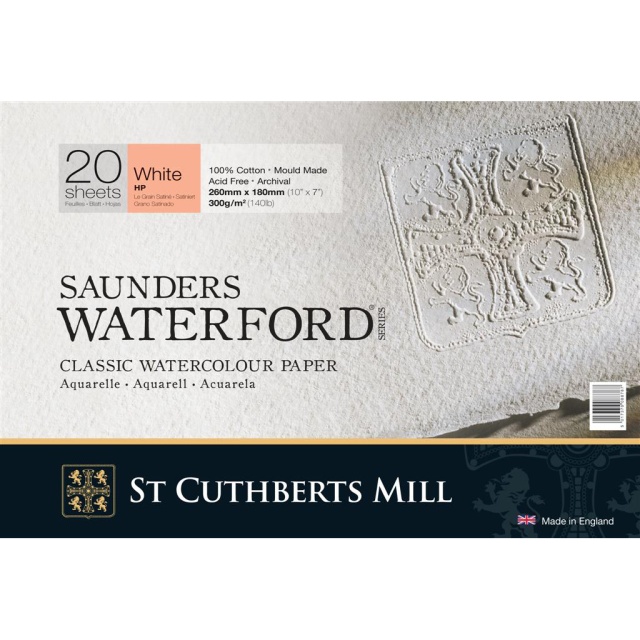 Saunders Waterford Akvarelliilehtiö Valkoinen HP 26x18 cm 300g