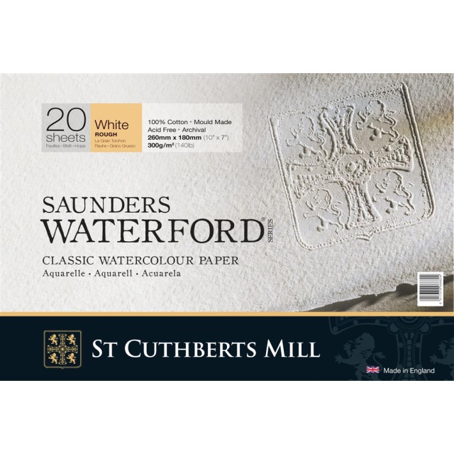 Saunders Waterford Akvarelliilehtiö Valkoinen Rough 26x18 cm 300g