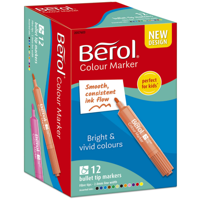 Colour Marker Bullet Tip 12 kpl (3 år+)