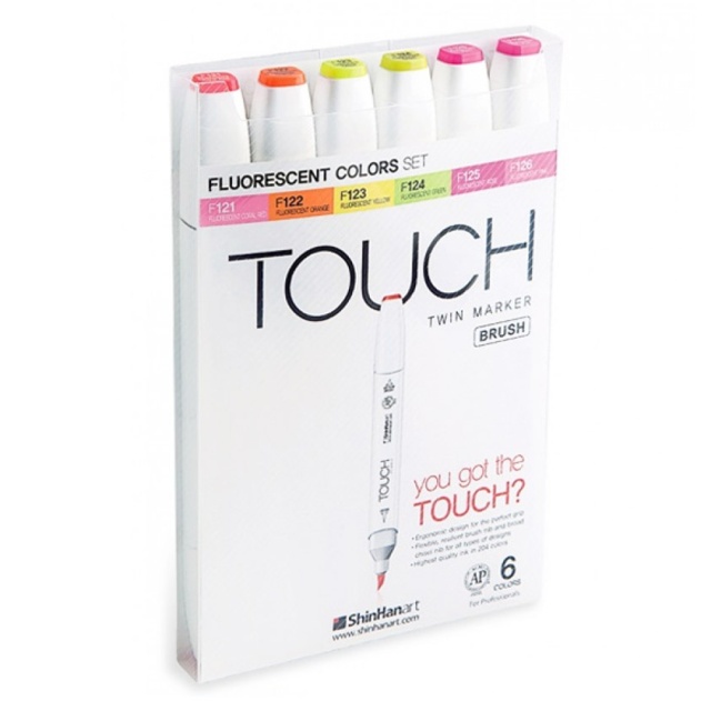 Twin Brush Marker 6-setti Neon Fluorescent