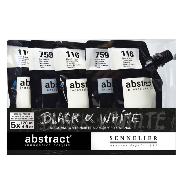 Abstract Akryylimaali Musta & Valkoinen