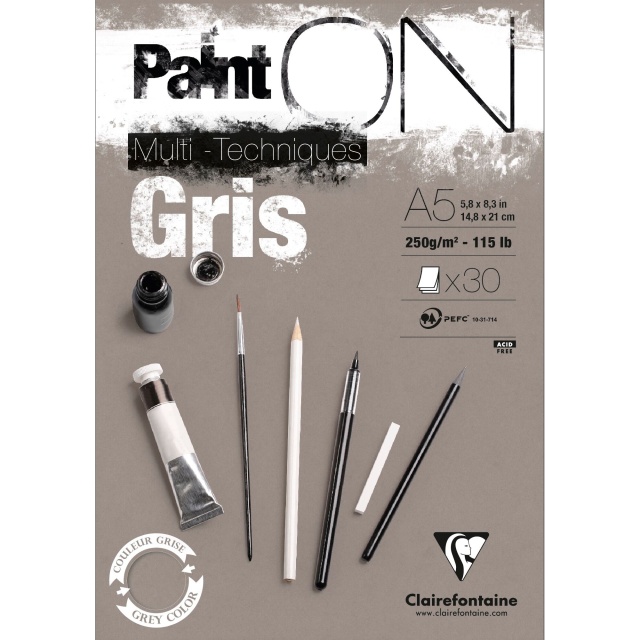 Paint'ON Taiteilijalehtiö Gris A5