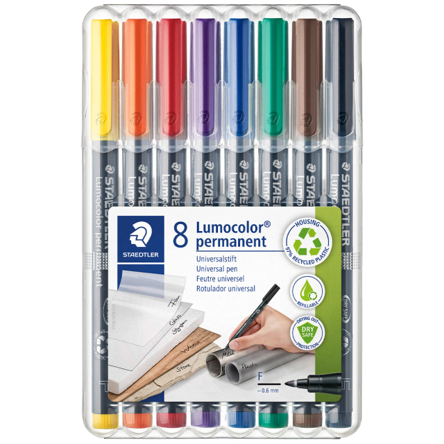 8 kpl Lumocolor permanent Fine