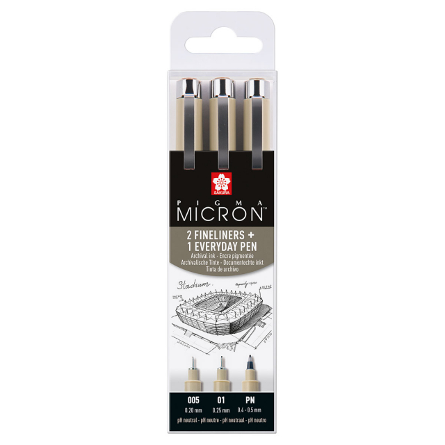 Pigma Micron Fineliner 3-setti Thin
