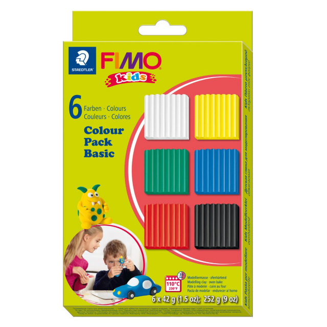 FIMO Kids Muovailusavi 6 klp Basic colours