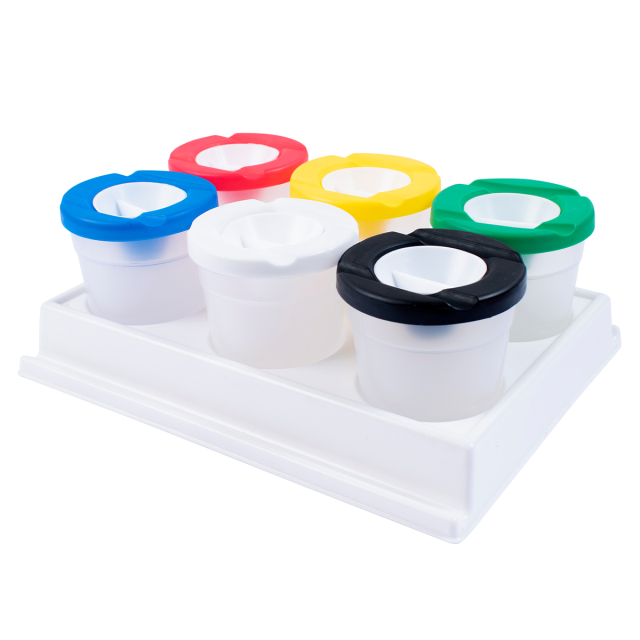 Paint cups in holder 6 kpl