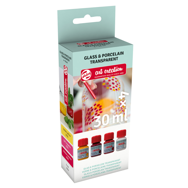 Glass & Porcelain Paint Transparent Setti 4 x 30 ml Pink Frost