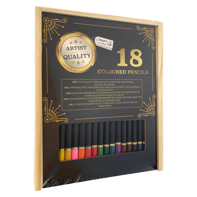 Colouring pencils 18-set Wooden box