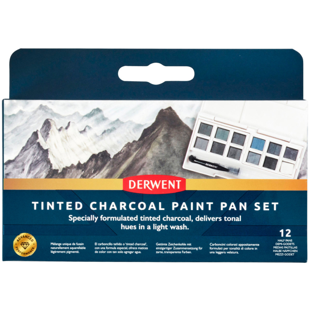 Tinted Charcoal Paint Pan Set 12 puolikuppia 