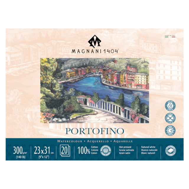 Akvarelliilehtiö Portofino 100% Puuvilla 300g Satin 23x31cm 20 Sheets