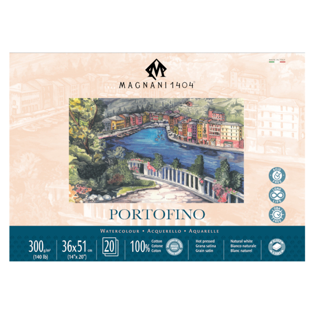 Akvarelliilehtiö Portofino 100% Puuvilla 300g Satin 36x51cm 20 Sheets