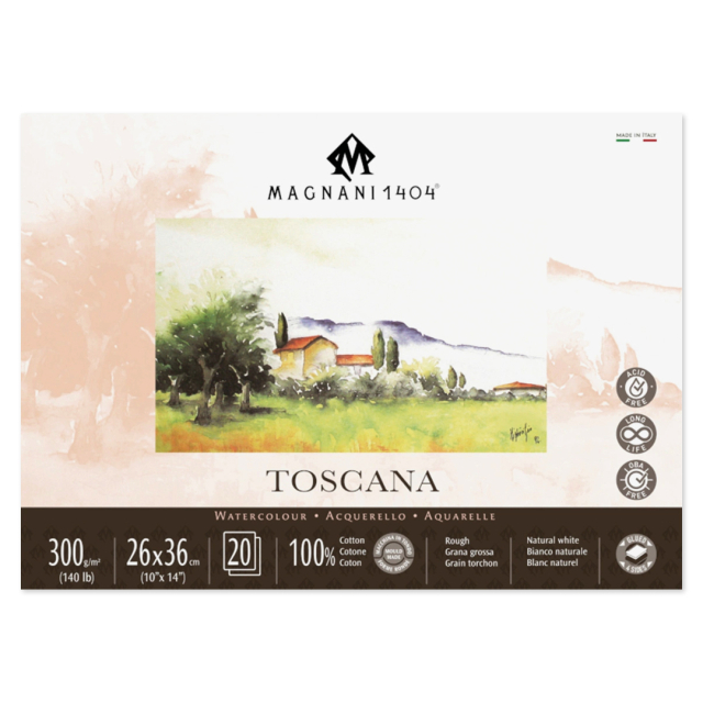 Akvarelliilehtiö Toscana 100% Puuvilla 300g 26x36cm 20 Sheets