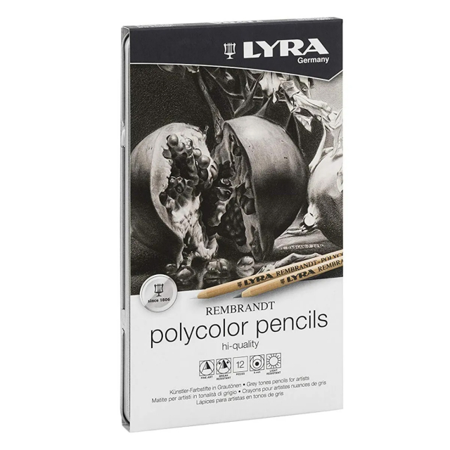 Rembrandt Polycolor Harmaasävy 12-setti