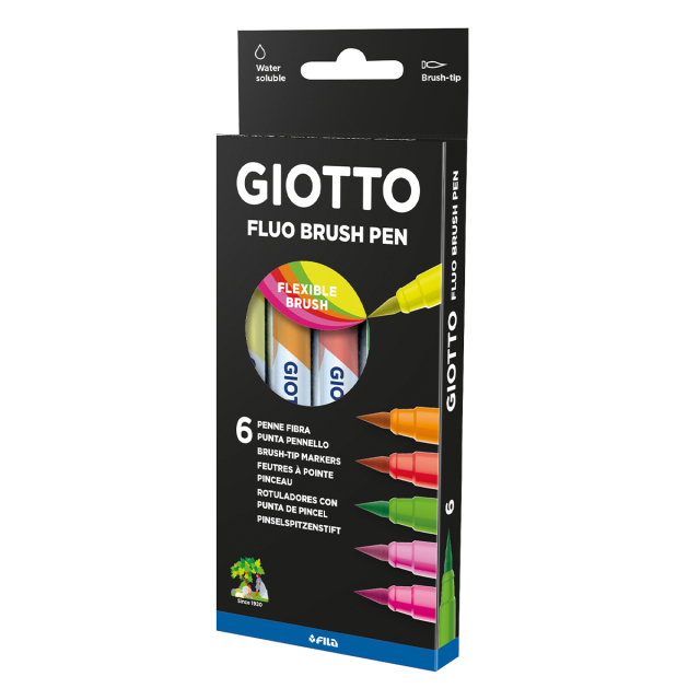 Turbo Soft Brush Pen Fluo 6-setti
