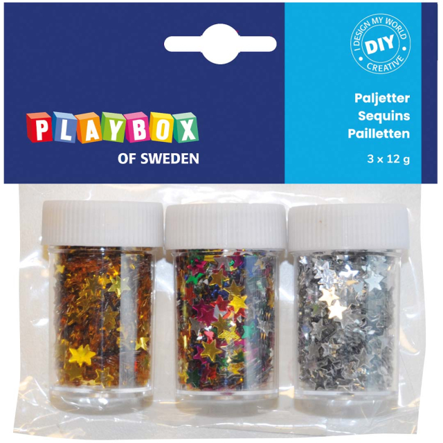 Paljetit 3 x tähdet 12 g