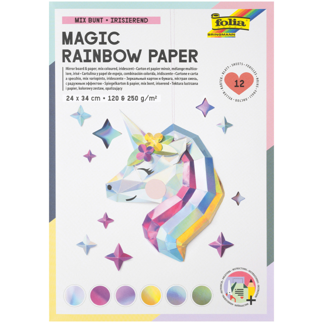Väriä vaihtava paperi/pahvi Magic Rainbow 12 Arkkia