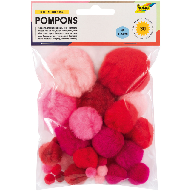 Pompomit Punainen 30 kpl