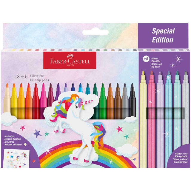 Huopakärkikynät Unicorn Special Edition 24 kpl (3 vuotta+)