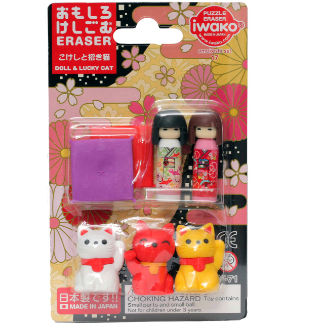 Puzzle Pyyhekumi Kokeshi ja Onnenkissa