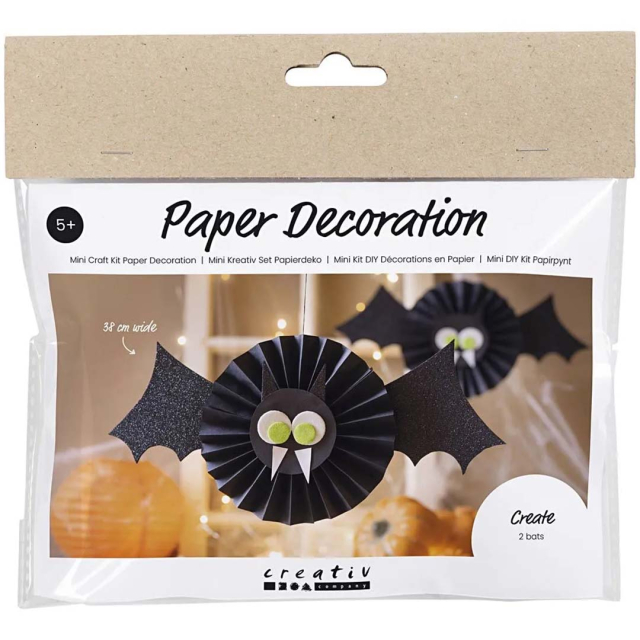 Mini DIY-pakkaus Paperikoristeet Lepakot (5 vuotta+)
