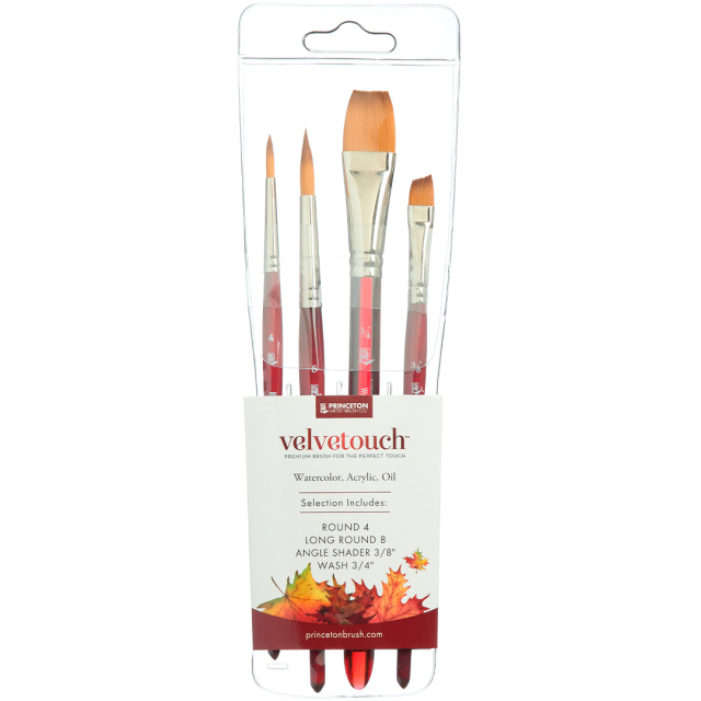 Velvetouch Syntettiharja lyhyt varsi Professional 4-set
