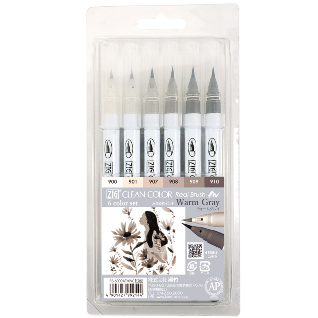 Clean Color Real Brush 6-setti Warm Gray