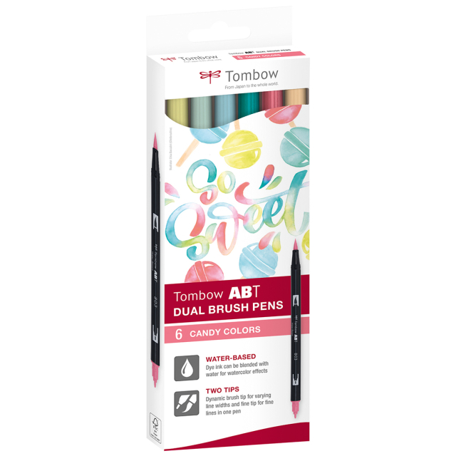 ABT Dual Brush pen 6-setti Candy